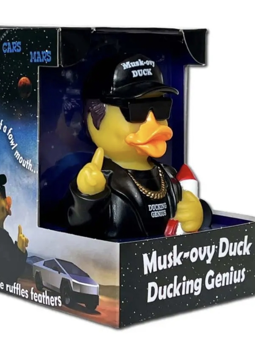 Celebriducks Dashboard Elon Musk -ovy Duck Ducking Genius Rubber Duck NEW